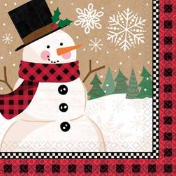 Amscan Christmas Winter Wonder 2-Ply Lunch Napkins, 6-1/2" x 6-1/2" Multicolor, Pack Of 80 Napkins