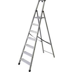 Step ladder, single sided access with extra deep steps, 7 steps incl. platform