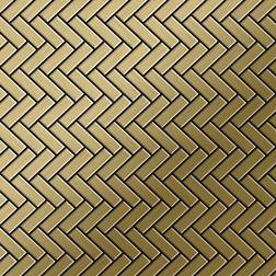 Alloy Mosaic tile massiv metal Titanium Gold brushed gold 1.6mm thick Herringbone-Ti-GB