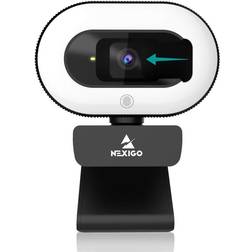 NexiGo 2021 streamcam n930e, 1080p webcam with ring light and privacy cover, auto-focus, plug and play, web camera for online learning, zoom