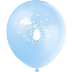 Unique Babyshower Ballon med elefant 8 stk lyseblå