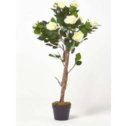 Homescapes White Potted Rose Tree Artificial Plant with lifelike Artificial Plant