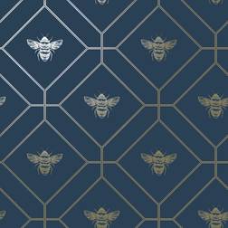 World of Wallpaper Honeycomb Bee Wallpaper Navy World of Wallpaper 50401