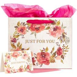 Just For You Large Gift Bag Set in Cream with Card and Tissue Paper