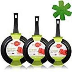 Set 3 stekpannor Induktion Ekologisk non-stick Wecook Batterie de cuisine 5 Pièces