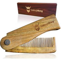 Striking Viking Folding Wood Comb by Striking Viking Great for Head Hair Beards and Mustaches Anti-Static EDC Wooden Styling Comb for Men All Natural Sandalwood Scent