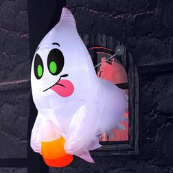 Joiedomi 4 FT Halloween Inflatable Ghost with Candy Broke Out from Window Blow Up Inflatable with LED for Halloween Party Decoration