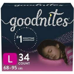 Goodnites Girls Nighttime Bedwetting Underwear Size L 30-43kg 34pcs