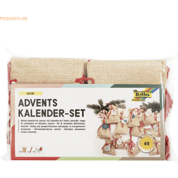 folia 63121 – Adventskalender set med väska i jutelook, snöre 2 m lång, 24 påsar vardera 10 x 13 cm stor och 24 nummerhängen, för små överraskningar i adventet