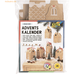 Folia folia 9385 – Adventskalenderset "Hygge Dorf" gör-det-själv-pysselset med presentlådor för fyllning, 24 hus att hänga upp eller ställa upp, som present och speciell juldekoration, återanvändbar