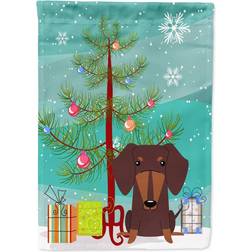 Caroline's Treasures Merry Christmas Tree Dachshund Chocolate Garden Flag