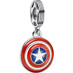 Pandora Marvel The Avengers Captain America Shield Dangle Charm - Silver/Red/White/Blue