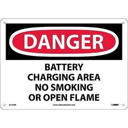 Danger Signs; Battery Charging Area No Smoking Or Open. 10X14, .040 Aluminum Multicolor