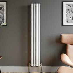 Duratherm 1600x240mm Designer Radiator Vertical White Oval Column Rads Single Panel