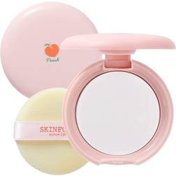 Skinfood Peach Cotton Pore Blur Pact Sebum Control Pack with Silky Texture Long Lasting Makeup Fixing Pore Primer with Mineral Powder for Oily Skin Pore Quick Minimizer (4g)