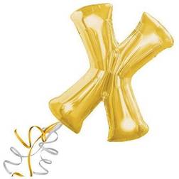 Amscan Letter X Supershape Gold Foil Balloon 34/86cm P50