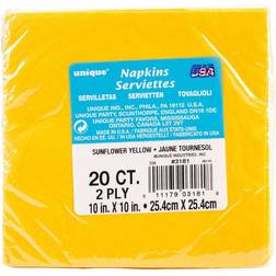 Unique Beverage Napkins 10"X10" 20/Pkg-Sunflower Yellow