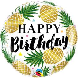 Qualatex Golden Pineapple Happy Birthday Balloon