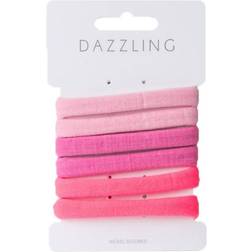 Dazzling Hår 6-pack Hair Ties Pink