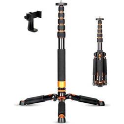 koolehaoda camera aluminum monopod with metal tripod base.6 sections 46-177cm/18-69inch adjustable, leg diameter 28mm, up to 6kg /13lbs