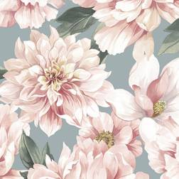 Rasch Elegant Homes Large Flower Blush Pink White Green Wallpaper The Design Library