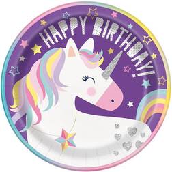 Unique Party Unicorn Paper Dinner Plates 9in 8ct