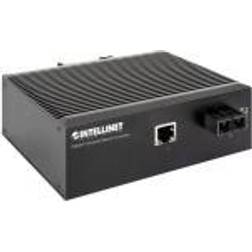 Intellinet Industrial Gigabit Media Converter 10/100/1000Base-TX to 1000Base-LX Single-mode 20 km IP40-rated Metal Housing