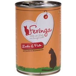 Feringa Classic Meat Menù 6 x 800 g Umido Per Gatti - Salmone & Tacchino Con Zucchine E Crescione