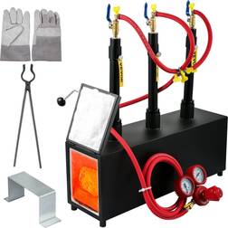 VEVOR Propane Knife Forge, Farrier Furnace with Three Burners, Portable Square Metal Forge with Single Durable Door, Large Capacity, for Blacksmithing, Knife Making, Forging Tools and Equipment