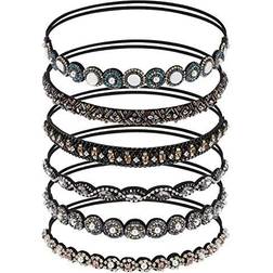 6 Pack Elastic Rhinestone Headbands Vintage Beads Diamond