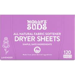 Molly's Suds All Natural Fabric Softener Dryer Sheets, Lavender 120 Sheets