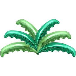 Creaides 6 Pack Coconut Palm Leaves Balloons Helium Foil Green Leaf Balloons for Birthday Wedding Baby Shower Hawaii Luau Party Decorations