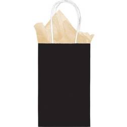 Amscan Small Kraft Paper Gift Bags, 8-1/4”H x 5-1/4”W x 2-1/4”D, Black, Pack Of 24 Bags