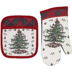 Spode Tartan 2-pc. Mitt + Pot Holder Multicolor, Beige