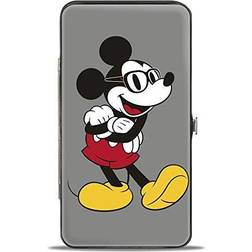 Buckle-Down Wallet Hinged Nerdy Mickey Mouse Arms Crossed Walking Poses Gray Vegan Leather