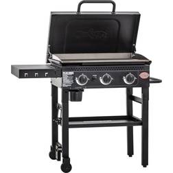 Char Griller 8428 Flat Iron 3 Burner Grill with Lid, Black