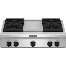 KitchenAid 36-Inch 4 Burner with Griddle, Rangetop, Commercial-Style