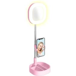 Gabba Goods Mirror Selfie Ring Light for Girls 3 Modes, Universal Phone Holder Extends to 22.5in, Foldable