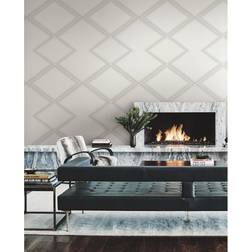 York Wallcoverings 56 sq.ft. .White Diamond Twist Wallpaper, White/Cream