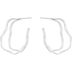 Pernille Corydon Small Double Wave Hoops - Silver