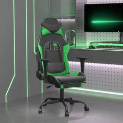 vidaXL Chaise gaming de massage et repose-pied Noir et vert SimilicuirChaise Gamer Siège Gaming Fauteuil Gamer