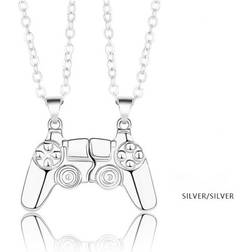 MTK Magnetisk Game Controller Handkontroll Halsband Par Present Silvrig