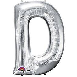 Amscan Letter D Supershape Silver Foil Balloon 34/86cm P50