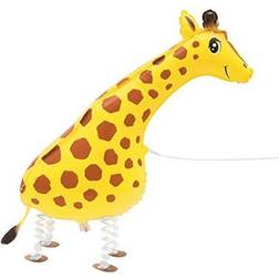 Unique Party 53650 53650-34" Foil Walking Pet Giraffe Balloon, Multi