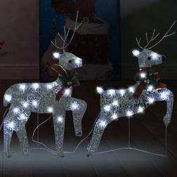 vidaXL silver 2x Reindeers Weihnachtsleuchte