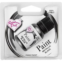 Rainbow Dust Metallic Food Paint, Black/Sort 25ml Kagedekoration