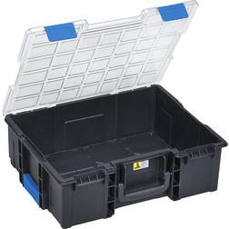 Professional small parts case, external WxH 355 x 144 mm, black/blue/transparent