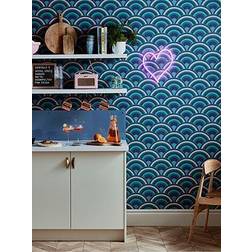 Envy Curve Surf Matte Non Woven Removable Paste the Wall Wallpaper, Blue