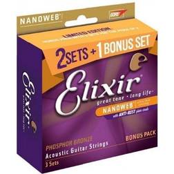 Elixir 16544 3-Pack Phosphor Bronze Nanoweb 11-52 (16027)