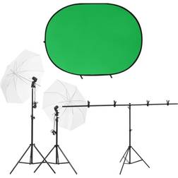 vidaXL Kit de Studio Photo avec Eclairage et Ecran de Fond Lumière de Photographie Système de Fond Kit de Support de Fond Intérieur